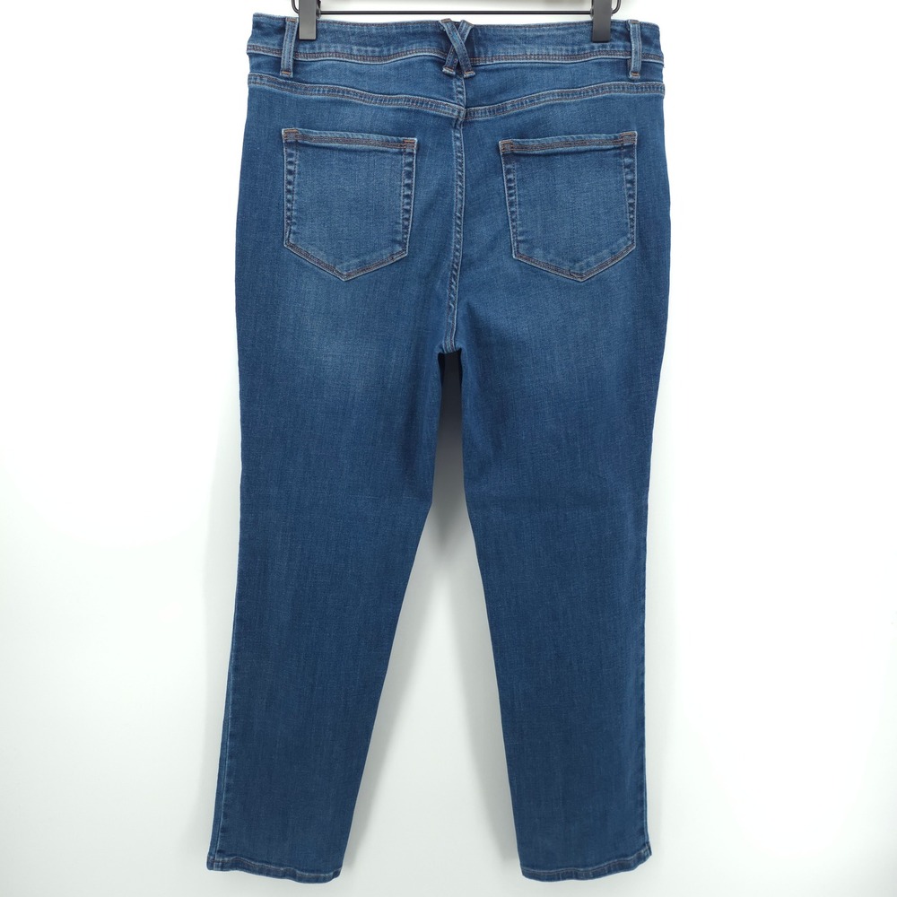 J. Jill High-Rise Straight Leg Womens Jeans 10P Blue Denim Zigzag Stitch - Picture 3 of 11